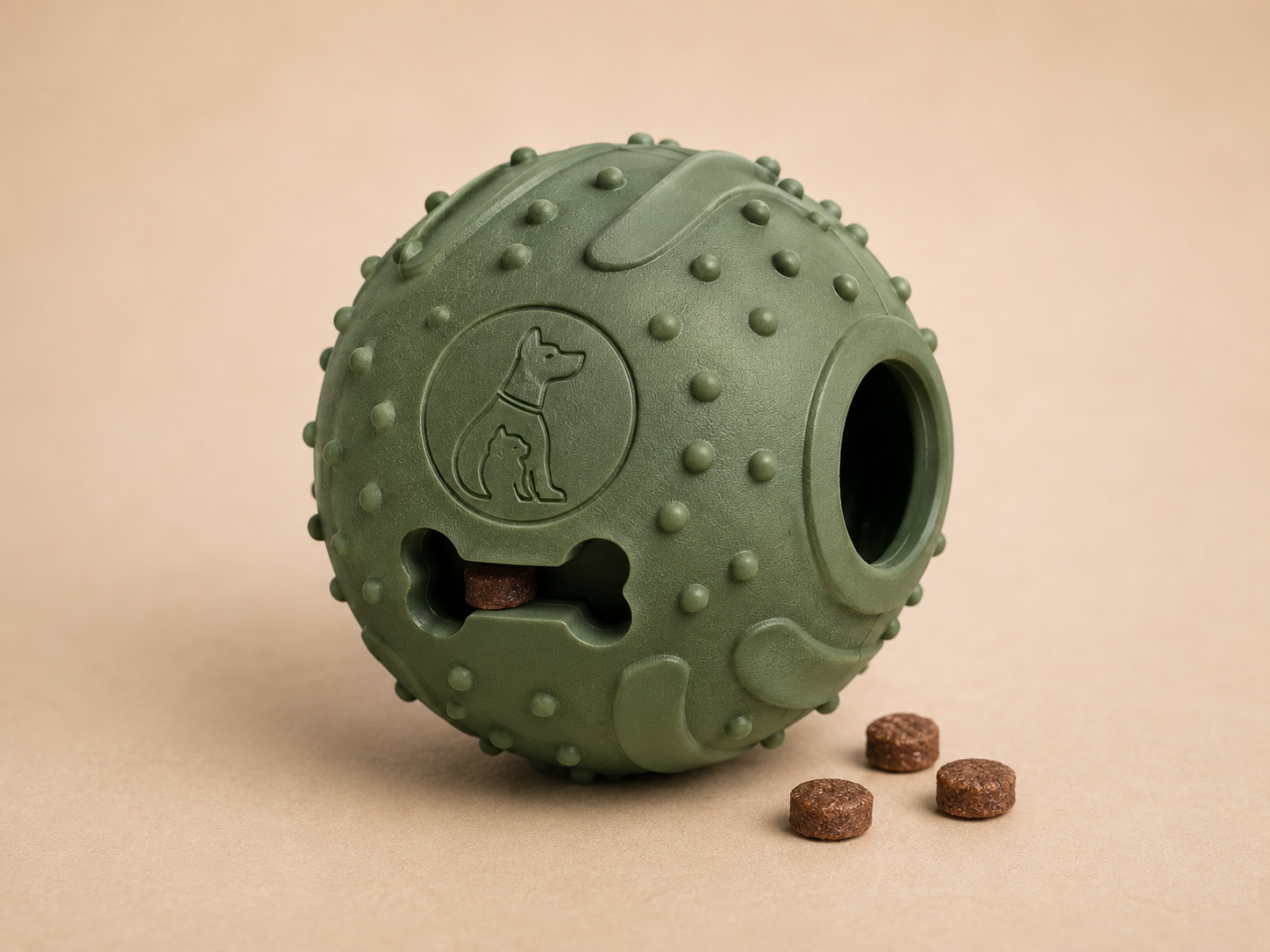 Rubber Treat Dispensing Dog Ball, Durable Interactive Chew Toy