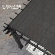 14x10 stratford traditional steel pergola with sail shade soft canopy