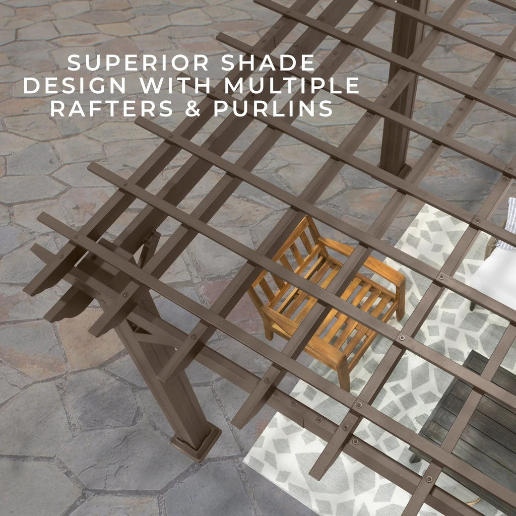 12 x 10 Ashford Traditional Steel Pergola With Sail Shade Soft Canopy