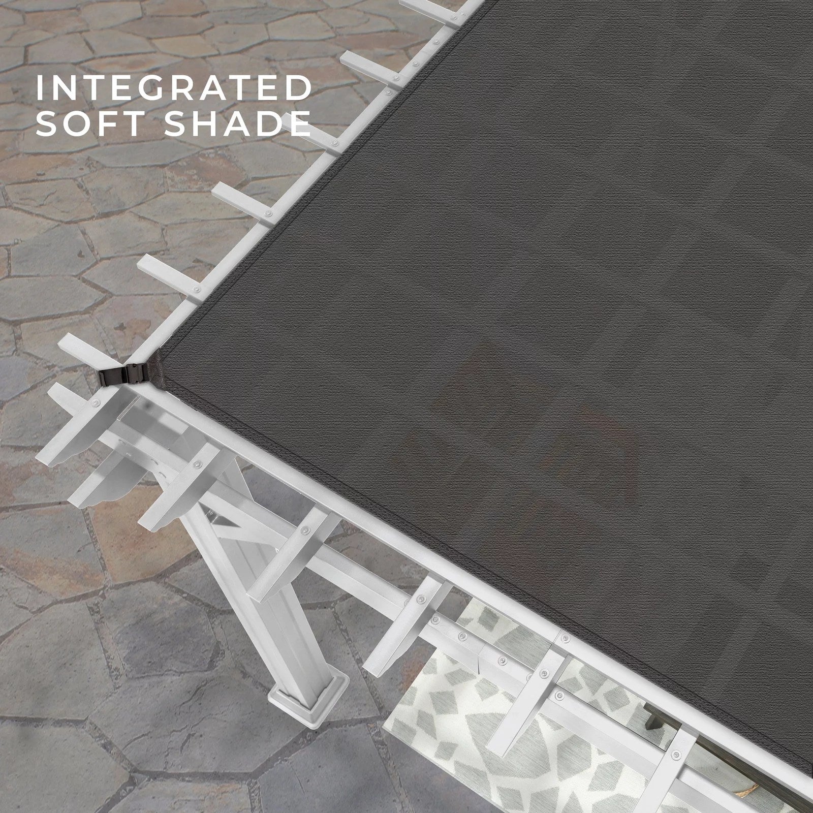 14×10 Hawthorne Traditional Steel Pergola With Sail Shade Soft Canopy