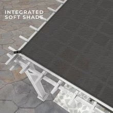 14x12 hawthorne traditional steel pergola with sail shade soft canopy