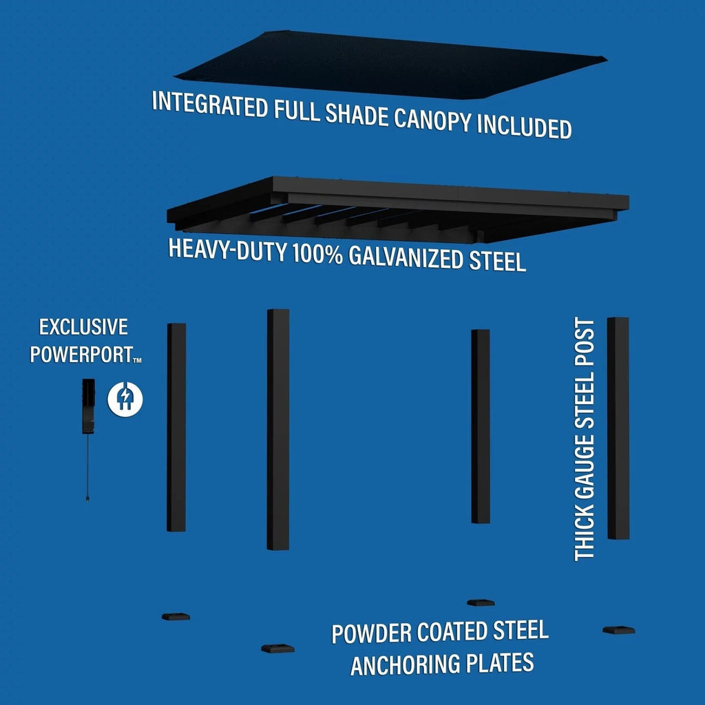 12×10 Trenton Modern Steel Pergola With Sail Shade Soft Canopy