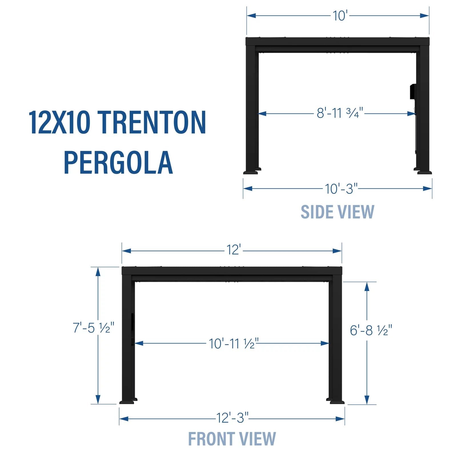 12×10 Trenton Modern Steel Pergola With Sail Shade Soft Canopy
