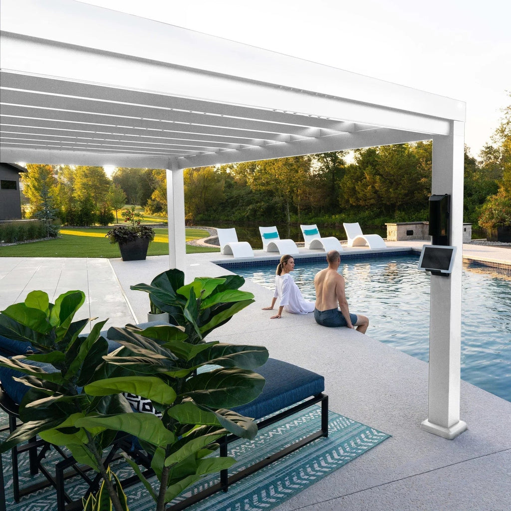12×10 Windham Modern Steel Pergola With Sail Shade Soft Canopy