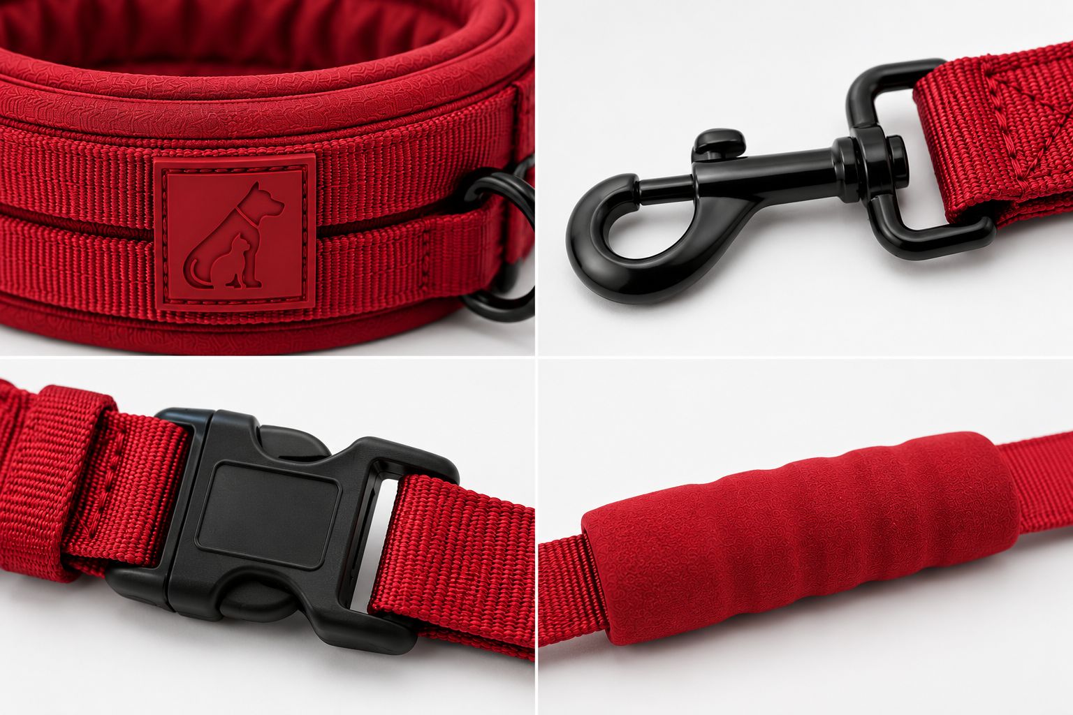 Heavy-Duty Dog Collar and Leash Set, Adjustable Nylon with Shock-Absorbing Leash