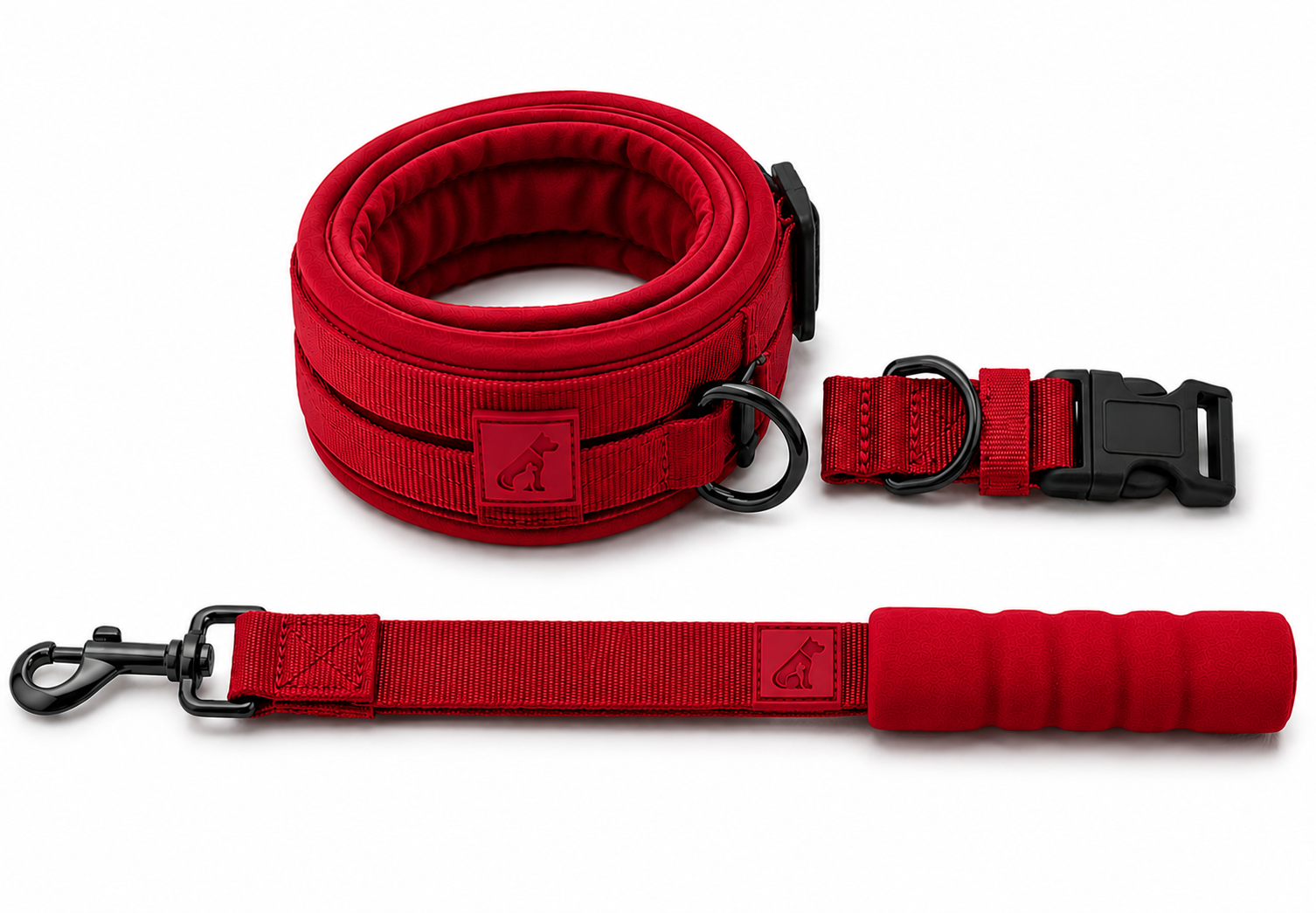 Heavy-Duty Dog Collar and Leash Set, Adjustable Nylon with Shock-Absorbing Leash