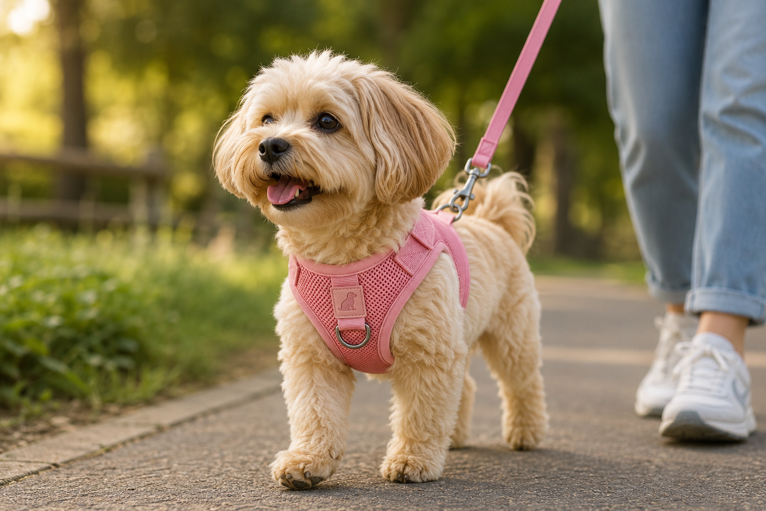 Breathable Dog Vest Harness Set, Adjustable Soft Mesh Harness with Leash & Collar