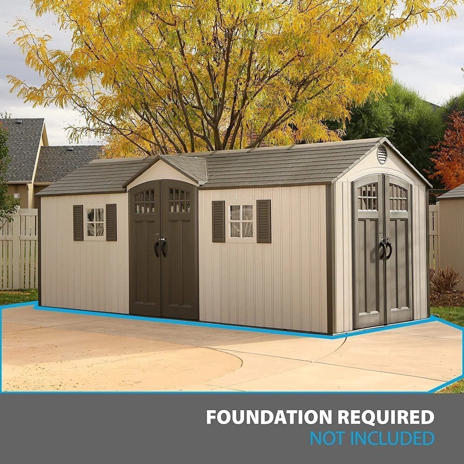 Lifetime 60127 20 x 8 Ft. Outdoor Storage Shed, Desert Sand image 0