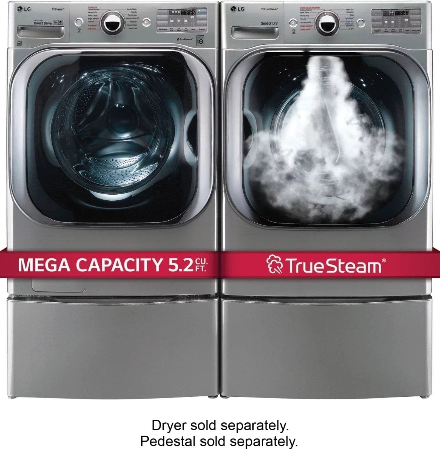 LG – 5.2 Cu. Ft. High Efficiency Front-Load Washer with Steam and TurboWash Technology – Graphite steel image 3