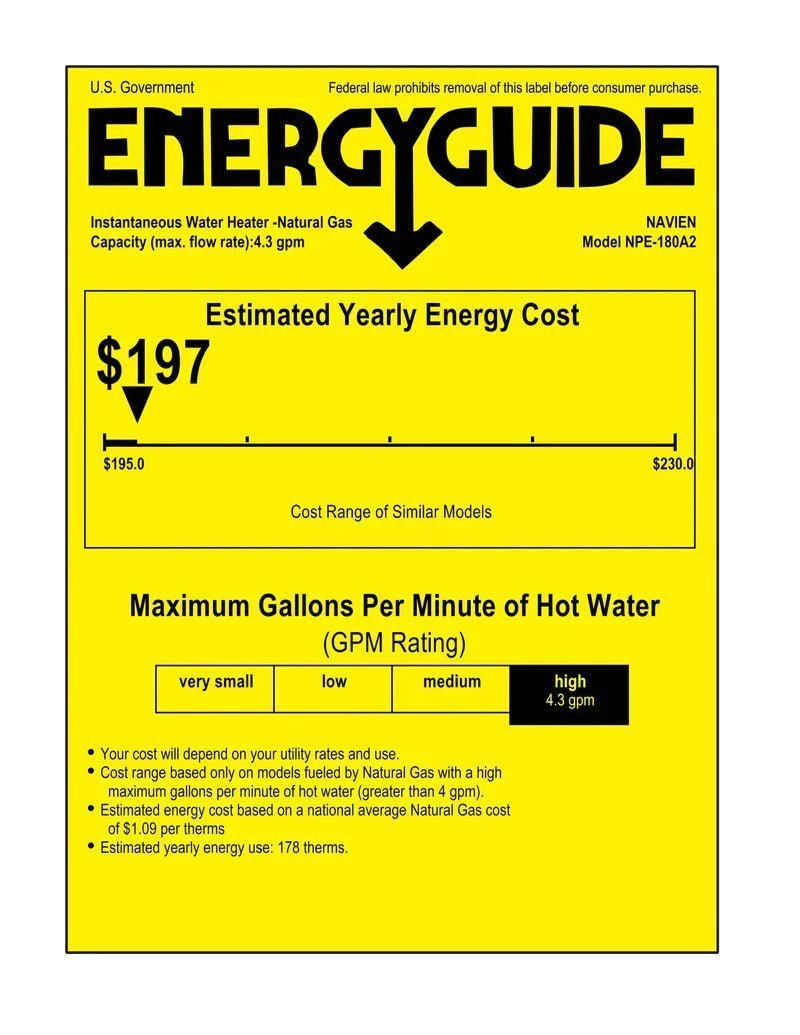 Navien NPE-180A2 High efficiency Condensing Tankless Water Heater image 1