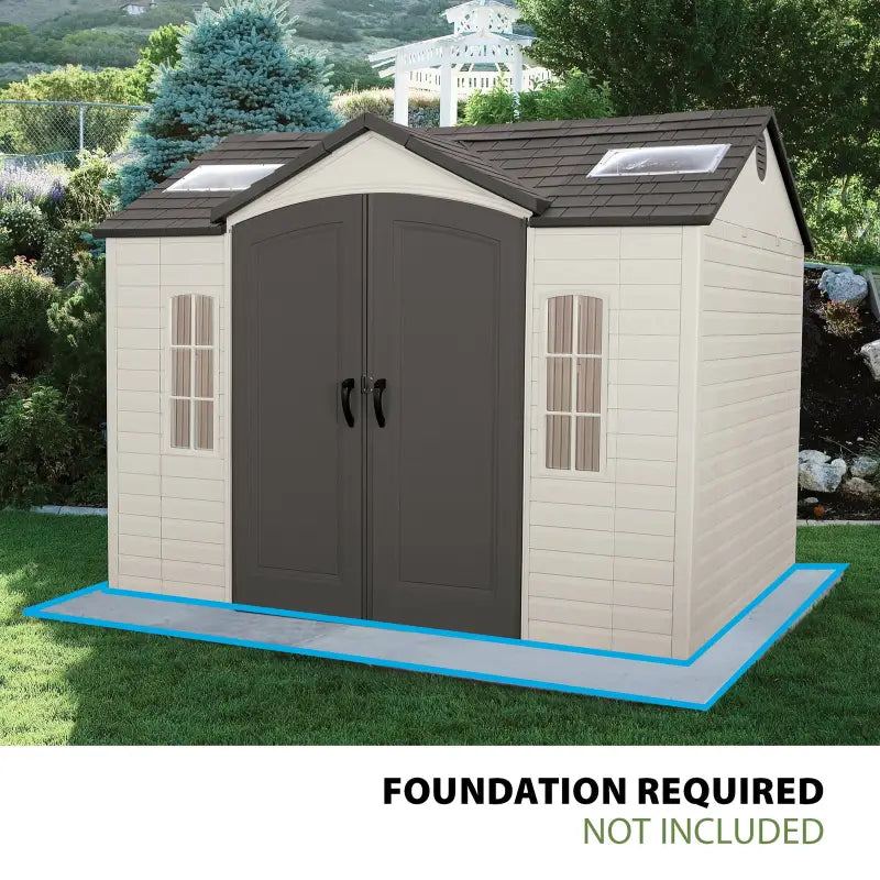 Lifetime Lockable Polyethylene Outdoor Storage Shed, 10′ x 8′, Tan & Browns (60005) image 3
