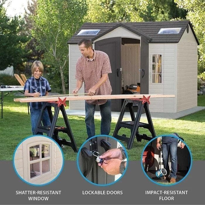 Side 10 ft. W x 8 ft. D Plastic Storage Shed image 4